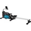 Ruderzugmaschine BODY COACH "ROWER DELUXE Wasserwiderstand & 5fach verstellbarer Zugwiderstand", silber (silberfarben, schwarz), RudergeräteB:55cm H:111cm L:216cm, Rudermaschine, 5 Widerstandsstufen, Wasserwiderstand, B:55cm H:111cm L:216cm