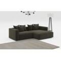 Ecksofa INOSIGN "Cowboy, L-Form" Sofas Gr. B/H: 284cm x 72cm, Flachgewebe LEINENOPTIK, Recamiere rechts, grün (hunter)