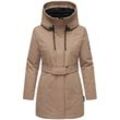 Winterjacke NAVAHOO "Eishauch 14" Gr. L (40), grau (taupe), Damen, Obermaterial: 55% Nylon 45% Baumwolle; Innenfutter: 100% Polyester; Wattierung: Ärmelfutter: Polyester, Jacken, Damen Winterparka mit Taillengürtel und Fleece-Kragen