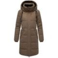 Wintermantel NAVAHOO "Wintertanz 14", Damen, Gr. L (40), braun, Obermaterial: 45% Polyester 45% Baumwolle 10% Nylon; Innenfutter: 100% Polyester; Wattierung: 100% Polyester; Ärmelfutter: 100% Polyester, modisch, gerade knieumspielend, hoch geschlossener Ausschnitt, Langarm eng Rippstrickbündchen, Mäntel, modischer Damen Steppmantel mit hohem Kragen