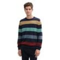 Strickpullover TOM TAILOR, Herren, Gr. L, bunt (navy multicolor stripe), Obermaterial: 100% Baumwolle, casual, normal, Langarm, Pullover
