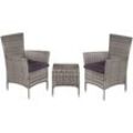 Vidaxl - 3-tlg. Bistro-Set Poly Rattan Grau