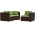 Vidaxl - 3-tlg. Garten-Lounge-Set mit Kissen Braun Poly Rattan