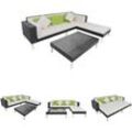 4-tlg. Garten-Lounge-Set mit Auflagen Poly Rattan Schwarz - Gartenmöbel-Sets - Schwarz - The Living Store