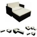 2-tlg. Garten-Lounge-Set mit Auflagen Poly Rattan Schwarz - Gartenmöbel-Sets - Schwarz - The Living Store