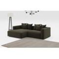 Ecksofa INOSIGN "Cowboy, L-Form" Sofas Gr. B/H: 284cm x 72cm, Flachgewebe LEINENOPTIK, Recamiere links, grün (hunter)