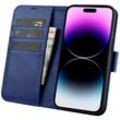 2in1 Leder Flip Cover iPhone 14 Pro Max Anti-RFID Wallet Case Blau