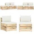 Vidaxl - 3-tlg. Garten-Lounge-Set mit Kissen Grün Imprägniertes Holz - Garten-Lounge-Set - Garten-Lounge-Sets - Home & Living - Creme