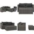 Vidaxl - 6-tlg. Garten-Lounge-Set mit Polstern Poly Rattan Grau - Gartensofa-Set - Gartensofa-Sets - Home & Living - Grau