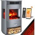 Kesser - Prio Elektrokamin mit Heizung Heizlüfter Fernbedienung WiFi App 950/1900 w Kamin elektrisch LED-Flammeneffekt Kaminfeuer Elektro Kamin Grau