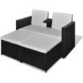 4-tlg. Garten-Lounge-Set mit Auflagen Poly Rattan Schwarz Vidaxl