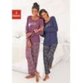 Pyjama VIVANCE DREAMS Gr. 32/34, bunt (bordeaux, marine), Damen, Obermaterial: 100% Baumwolle, gemustert, Homewear-Sets, mit Sternenprint