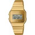 Chronograph CASIO VINTAGE, gold (goldfarben), Armbanduhren, Damen, Quarzuhr, Armbanduhr, Damenuhr, Herrenuhr, Edelstahlarmband, digital