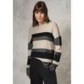 Strickpullover CECIL, Damen, Gr. L (42), schwarz, Stoff, 50% Viskose, 28% Polyester, 22% Nylon, gestreift, casual, gerade normal, U-Boot-Ausschnitt, Langarm Bündchen, Pullover, aus softem Materialmix