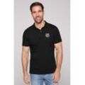 Poloshirt CAMP DAVID Gr. L, schwarz, Herren, Web, Obermaterial: 95% Baumwolle, 5% Elasthan, unifarben, bestickt, Shirts, mit kleiner Logo-Stickerei auf Brusthöhe