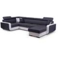 FURNIX Polstersofa in U-Form IMPERISIO U Schlaffunktion Bettkasten IN94 + MA920 Grau Weiß