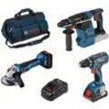 Professional Profi Set: Akku-Bohrschrauber gsr 18V-28, Akku-Winkelschleifer gws 18V-10, Bohrhammer gbh 18V-26, 2xPC+GAL 1880 cv+b - Bosch