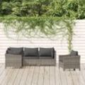 Torana - 5-tlg. Garten-Lounge-Set mit Kissen Grau Poly Rattan