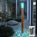 Globo - Stehleuchte Außenleuchte Gartenlampe Standleuchte Wegelampe Terrasse IP44, Edelstahl holzoptik, Fernbedienung dimmbar, rgb led 8,5W 806Lm,