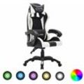 Gaming-Stuhl mit RGB LED-Leuchten Weiß und Schwarz Kunstleder vidaXL