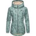 Outdoorjacke RAGWEAR "Dankka Spring", Damen, Gr. 4XL (48), blau (ocean), Außenmaterial: 100% Polyester, Innenfutter: 100% Polyester, feminin, tailliert hüftbedeckend, hoch geschlossener Ausschnitt, Langarm Ärmel ohne Ärmelschlitz elastischer Bund mit innenliegendem Gummizug, Jacken, Wasserdichte Damen Jacke mit floralem Allover-Print