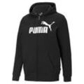 Kapuzensweatshirt PUMA "ESS BIG LOGO FZ HOODIE FL" Gr. S, schwarz (puma schwarz), Herren, Fleece, Obermaterial: 66% Baumwolle, 34% Polyester, bedruckt, Sweatshirts