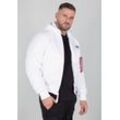 Bomberjacke ALPHA INDUSTRIES "Alpha Industries Men - Bomber Jackets MA-1 Zip Hood Back Print", Herren, Gr. L, weiß (weiß, schwarz), Obermaterial: 100% Nylon, Futter: 100% Nylon, Kapuze: 75% Baumwolle, 25% Polyester, Füllung: 100% Polyester, Jacken