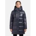 Steppjacke KHUJO "Jadet2-YM", Damen, Gr. L (40), blau (dunkelblau), Material: 100% Nylon, Futter: 100% Nylon, Wattierung: 100% Polyester, casual, gerade Po-bedeckend, Langarm Ärmel ohne Ärmelschlitz normaler Saum, Jacken, Schimmernder Winter Kurzmantel mit abnehmbarer Kapuze