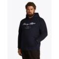 Sweatshirt TOMMY HILFIGER BIG & TALL "BT-SCRIPT LOGO HOODY-B" Gr. 5XL, blau (desert sky), Herren, Sweatware, Obermaterial: 63% Baumwolle, 37% Polyester, unifarben, Sweatshirts, in Großen Größen, Logostickerei