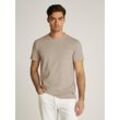 Rundhalsshirt CALVIN KLEIN JEANS "WOVEN LABEL REGULAR TEE", Herren, Gr. L, rock ridge, Single Jersey, Obermaterial: 100% Baumwolle, unifarben, casual, regular fit, Rundhals, Kurzarm abgerundeter Saum, Shirts, Logostickerei