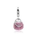 Charm-Einhänger NENALINA "Tasche Kristalle Anhänger 925 Silber", silber (silber, rosa), Charms, Damen, mit Steinen, Silber 925 (Sterlingsilber)