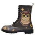 Schnürboots DOGO "Damen Zipsy Owls Family Vegan Damen Stiefel / female", Damen, Gr. 38, Normalschaft, schwarz, Lederimitat, Schuhe Boots Schnürboots, Vegan