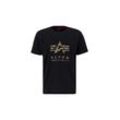 T-Shirt ALPHA INDUSTRIES "Alpha Industries Men - T-Shirts Camo Puff Print T" Gr. L, schwarz, Herren, Shell Fabric: 100% Cotton, Shirts