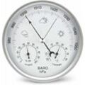 Zifferblatt-Barometer mit Thermometer, Hygrometer, Wetterstation, Luftdruck (metrisch), silberfarben, 132 mm - Ahlsen