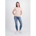 T-Shirt ALPHA INDUSTRIES "Alpha Industries Women - T-Shirts Crystal T Women", Damen, Gr. L, orange (pastel peach), Obermaterial: 100% Baumwolle, Kurzarm, Shirts