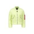 Bomberjacke ALPHA INDUSTRIES "Alpha Industries Women - Bomber Jackets MA-1 Padded Women", Damen, Gr. L, grün (arctic lime), Obermaterial: 100% Nylon, Füllung: 100% Polyester, Jacken