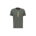 T-Shirt ALPHA INDUSTRIES "Alpha Industries Men - T-Shirts Alpha Puff Print T" Gr. L, grün (schwarz olive), Herren, Shell Fabric: 100% Cotton, Shirts