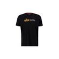 T-Shirt ALPHA INDUSTRIES "Alpha Industries Men - T-Shirts Alpha Label T Puff Print" Gr. L, schwarz, Herren, Obermaterial: 100% Baumwolle, Shirts