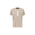 T-Shirt ALPHA INDUSTRIES "Alpha Industries Men - T-Shirts Alpha Puff Print T" Gr. L, beige (vintage sand), Herren, Shell Fabric: 100% Cotton, Shirts