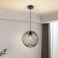 GBLY Pendellampe Schwarz Hängelampe Rund - Pendelleuchte Vintage E27 Hängeleuchte Retro Industrie Esstischlampe Küchenlampe Wohnzimmer Treppenhaus