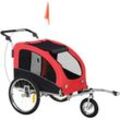 2 in 1 Hundeanhänger Jogger Fahrradanhänger Hunde Hunde-Fahrradanhänger Rot+Schwarz 155 x 83 x 108 cm - Pawhut