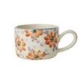 RICE Keramik Cappuccino Tasse Blumen Orange, 200 ml Ø 9 cm, H:6 cm