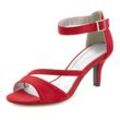 Sandalette LASCANA Gr. 40, rot Damen Schuhe Sandalette Riemchensandale High-Heel-Sandalette,Riemchensandalette,Sommerschuh mit Riemchen VEGAN