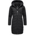 Steppmantel RAGWEAR "Dizzie Coat", Damen, Gr. L (40), schwarz, Außenmaterial: 100% Polyester, Innenfutter: 100% Polyester, Wattierung: 100% Polyester, modisch, normal ca. Mitte Oberschenkel, hoch geschlossener Ausschnitt, Langarm Ärmel ohne Ärmelschlitz Strickbündchen, Mäntel, Wasserdichter Winterparka mit gefütterter Kapuze