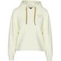 Kapuzensweatshirt PIECES "PCCHILLI LS HEART HOODIE NOOS BC" Gr. XS (34), weiß pepper detail:gold Damen Sweatshirts