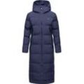 Wintermantel RAGWEAR "Patrise" Gr. L (40), blau (dunkelblau), Damen, Obermaterial: 100% Polyester, Innenfutter: 100% Polyester, Wattierung: 100% Polyester, Mäntel, Extralanger Damen Winter Steppmantel mit Gehschlitzen