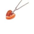 Kette mit Anhänger FIRETTI "Schmuck Geschenk, Achat Herz", orange (silberfarben, edelstahlfarben, orangerot), Halsketten, Damen, Silber 925 (Sterlingsilber)-Edelstahl, L: 50cm B: 2mm, Silber 925 (Sterlingsilber), Edelstahl, Made in Germany - mit Achat, Kristallstein, B:2mm