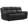 Relaxsofa 3-Sitzer - Büffelleder - Schwarz - PAKITA