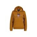 Sweatshirt GANT "Sweatshirt Regular Archive Shield Hoodie" Gr. L, braun, Damen, Obermaterial: 78% Baumwolle CO. 22% Polyester PES., Sweatshirts