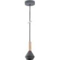 Pendelleuchte PACO HOME "MORA" Lampen Gr. Ø 10cm H: 18,7cm, grau Wohnzimmer Esszimmer Klein Modern Holz Metall GU10 Küchenlampe